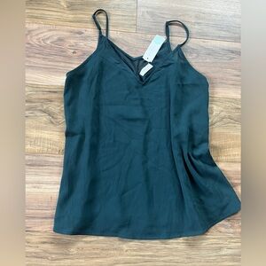 Bella Sheer Detail Blouse StitchFix dark green Women's Top Tank M NWT